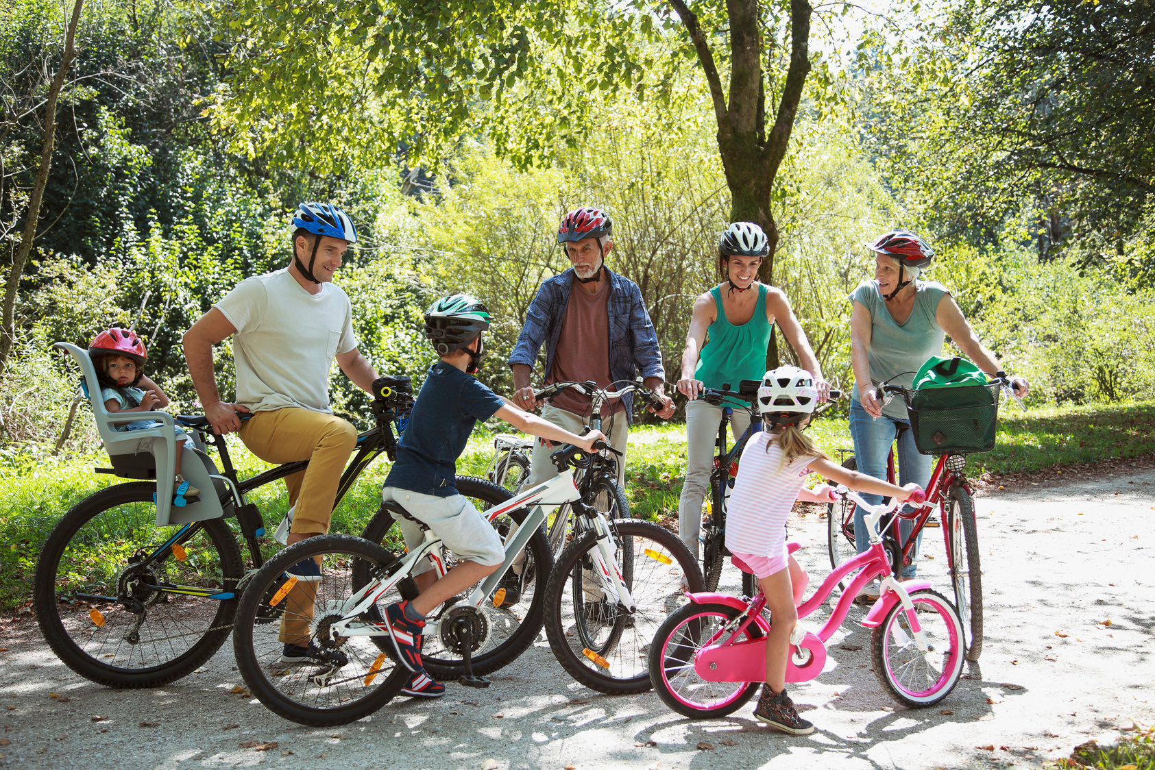 The whole family on bikes